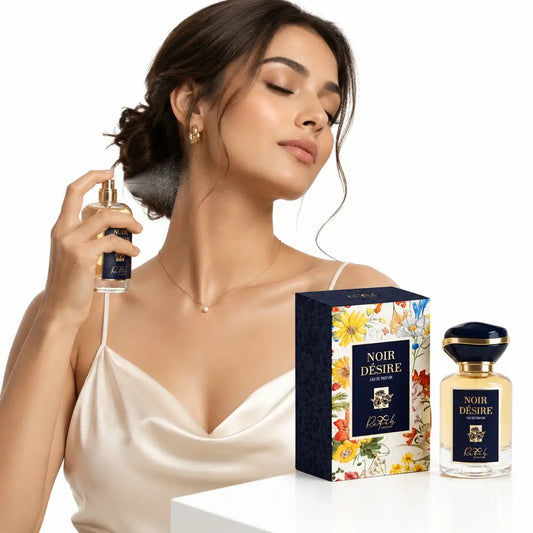 Noir Désire Eau de Parfum bottle with dark, elegant packaging.