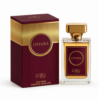 Ophira Eau de Parfum bottle with gold accents