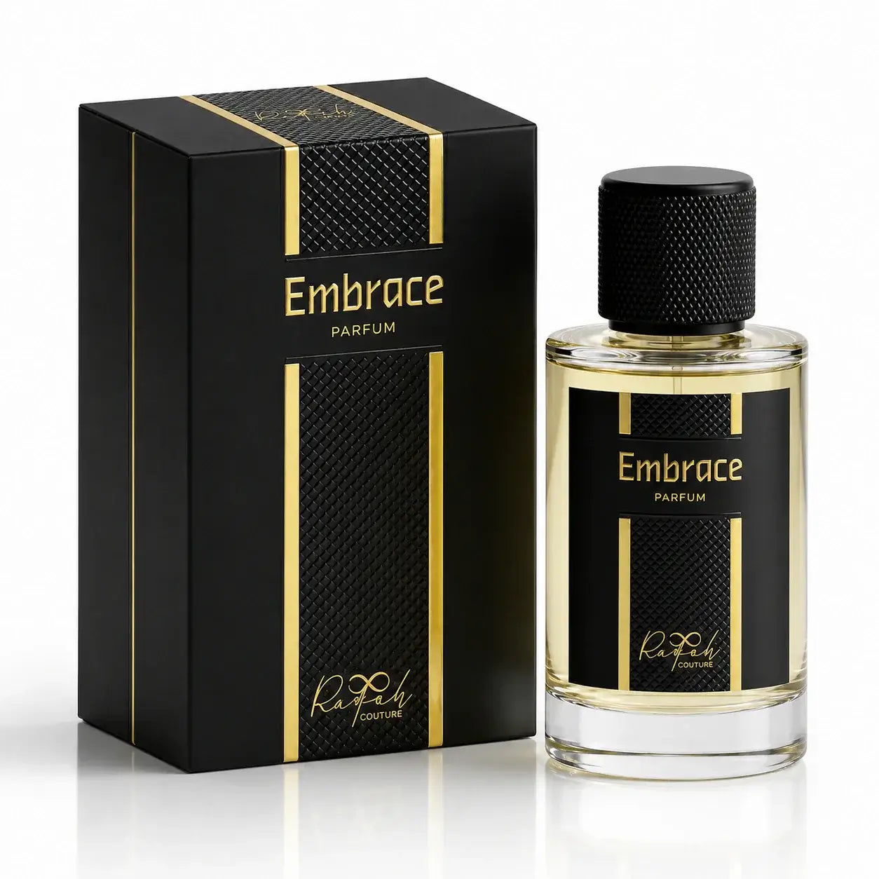 Embrace Eau De Parfum bottle with soft floral accents.