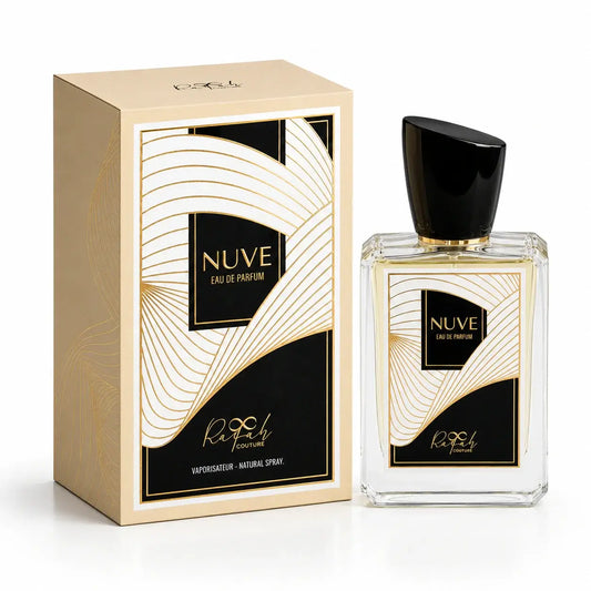 NUVE Eau De Parfum bottle with minimalist design.